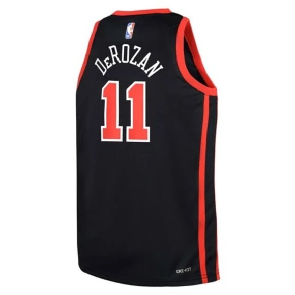 BNWT NIKE YOUTH DEMAR DEROZAN CHICAGO BULLS #11 BLACK JERSEY US EXTRA LARGE (XL) - Picture 2 of 15